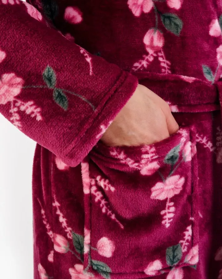 Floral Flannel Fleece 46" Shawl Collar Wrap HC06313