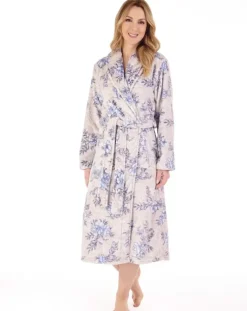 Floral Flannel Fleece 46" Wrap Housecoat HC88313