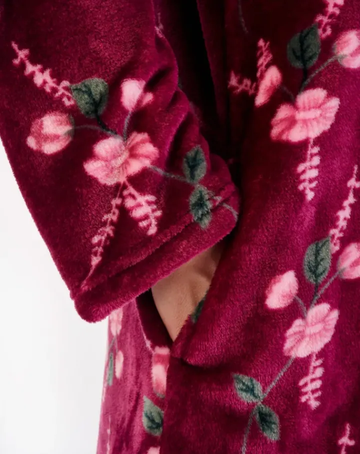 Floral Flannel Fleece 46" Zip Through Housecoat HC06312