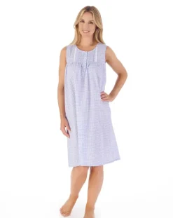 Floral Gingham Print 40" Woven Nightdress ND03211