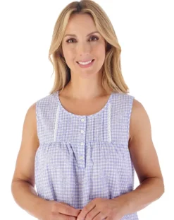 Floral Gingham Print 40" Woven Nightdress ND03211