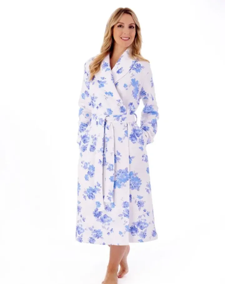 Floral Mock Quilt 46" Wrap Housecoat HC01318