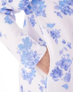 Floral Mock Quilt 45" Zip Housecoat HC01317