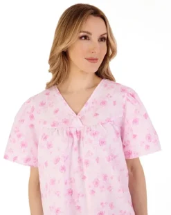 Floral Print Brushed 42" Open Back Woven Nightdress ND88204
