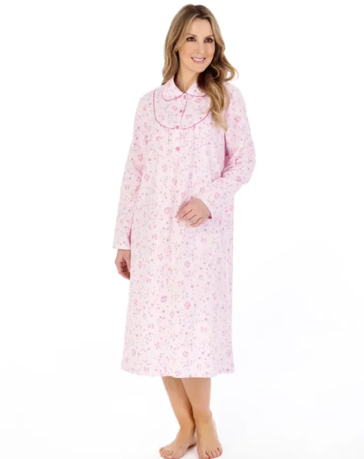 Floral Printed Luxury Flannel 45" Woven Nightdress ND04211