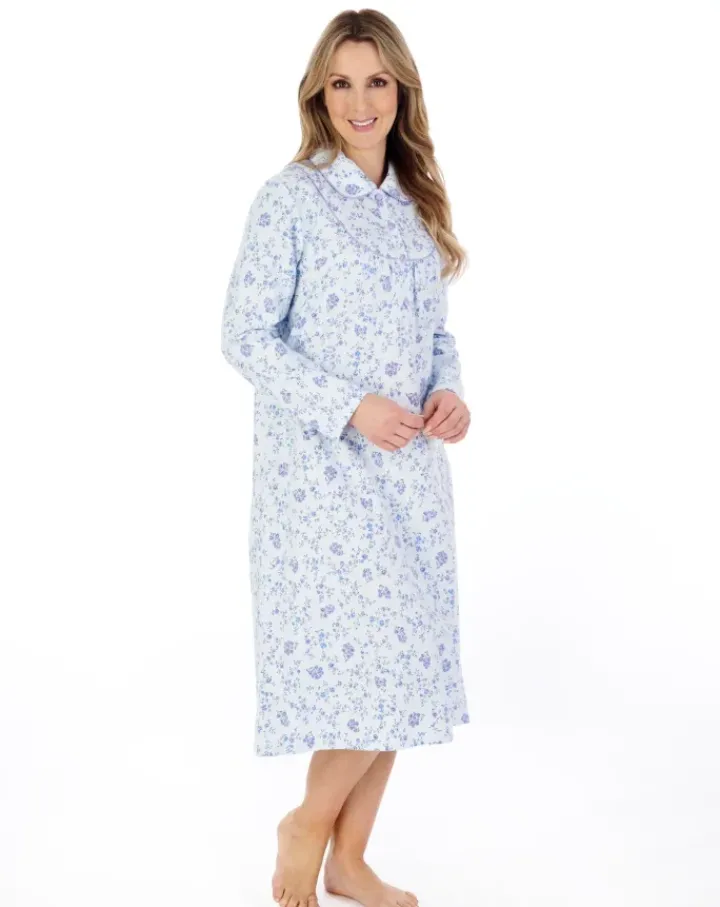 Floral Printed Luxury Flannel 45" Woven Nightdress ND04211