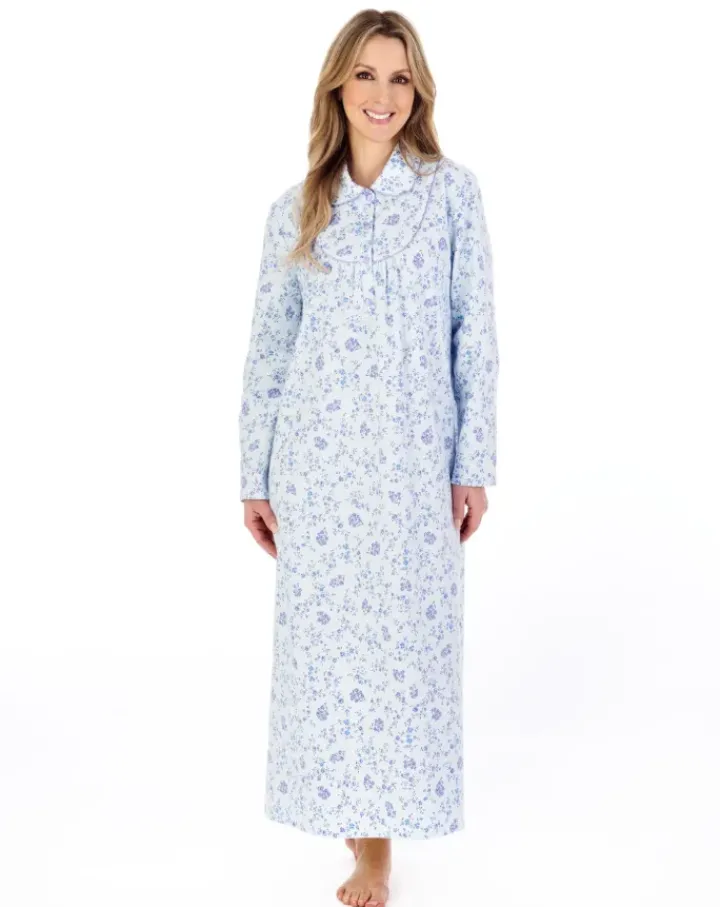 Floral Printed Luxury Flannel 51" Woven Nightdress ND04212