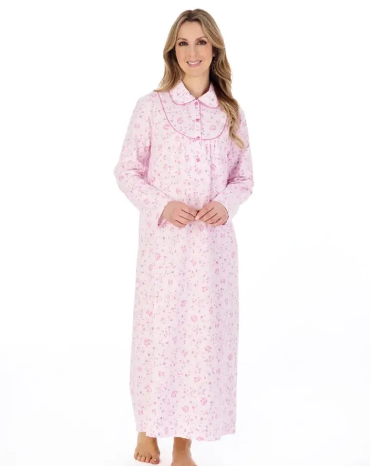 Floral Printed Luxury Flannel 51" Woven Nightdress ND04212