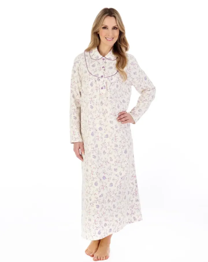 Floral Printed Luxury Flannel 51" Woven Nightdress ND04212