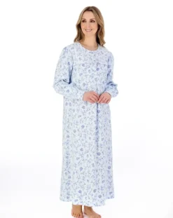 Floral Printed Luxury Flannel 51" Woven Nightdress ND04214