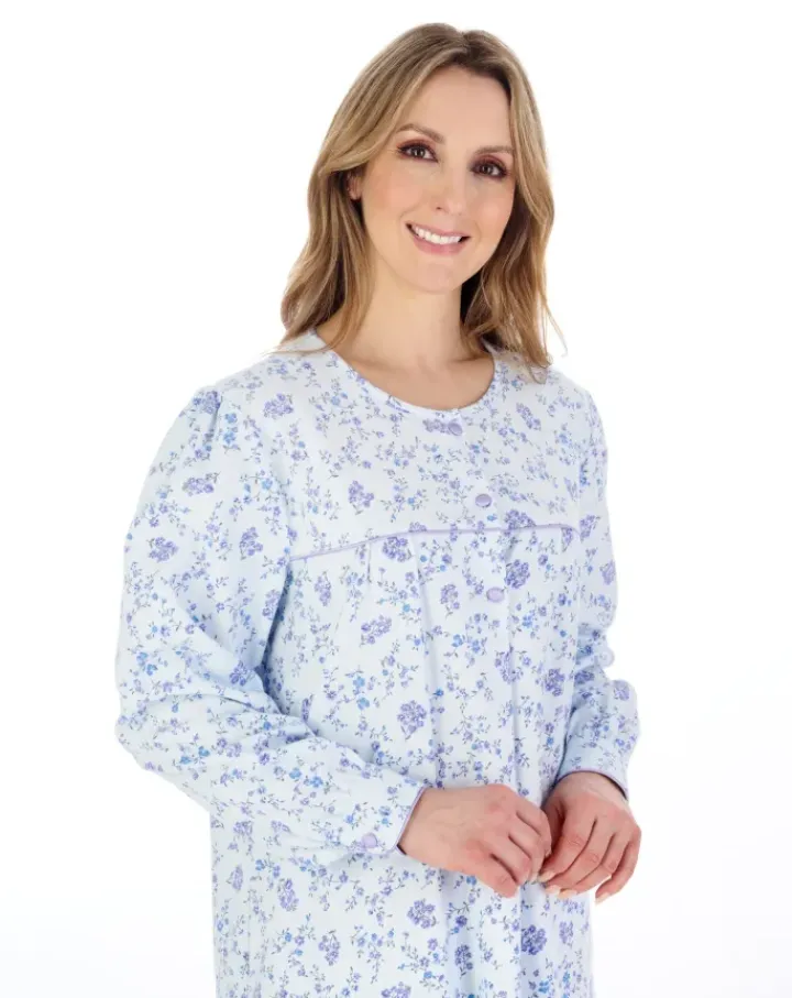 Floral Printed Luxury Flannel 51" Woven Nightdress ND04214