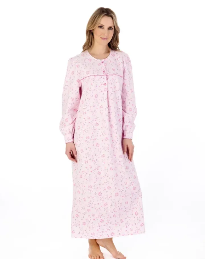 Floral Printed Luxury Flannel 51" Woven Nightdress ND04214
