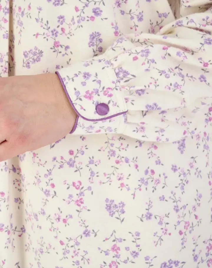 Floral Printed Luxury Flannel 51" Woven Nightdress ND04214