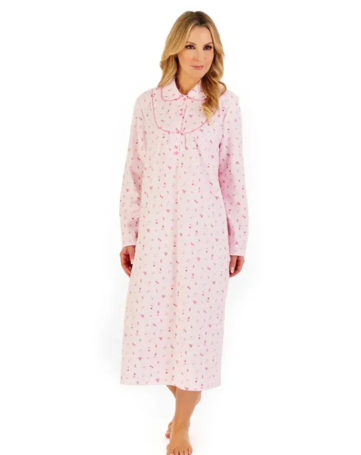 Floral Printed Luxury Flannel 45" Woven Nightdress ND06211