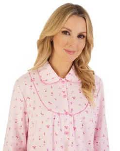 Floral Printed Luxury Flannel 45" Woven Nightdress ND06211