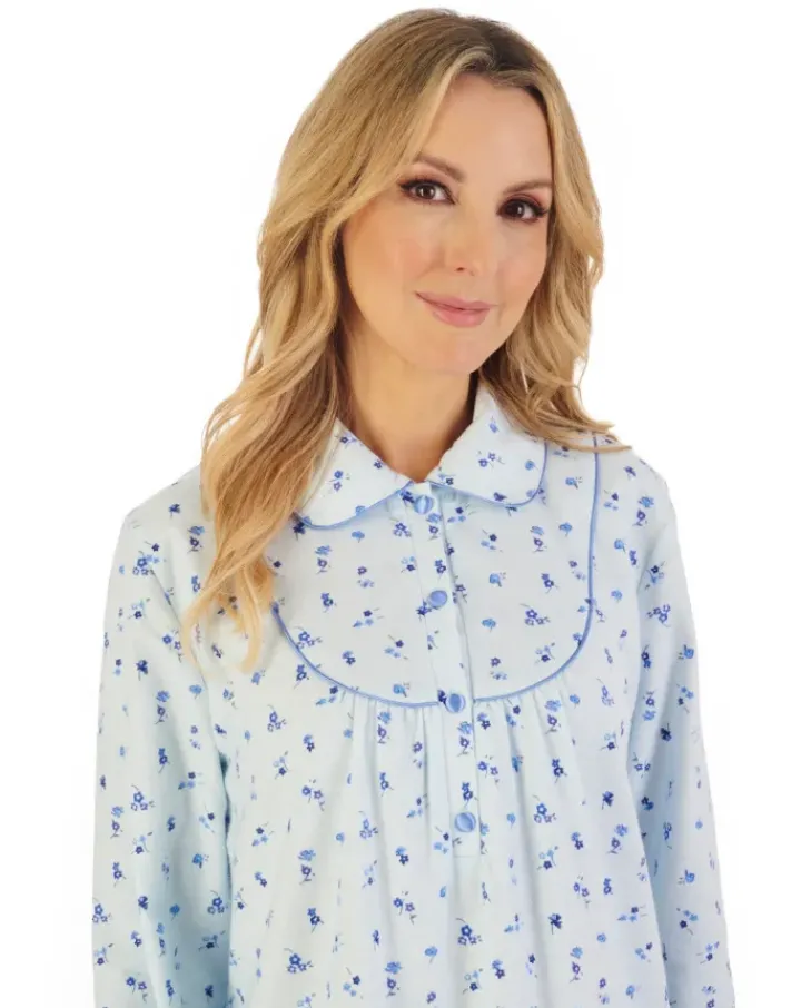 Floral Printed Luxury Flannel 45" Woven Nightdress ND06211