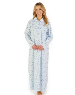 Floral Printed Luxury Flannel 51" Long Sleeve Nightdress ND06212