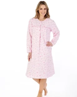Floral Printed Luxury Flannel 43" Woven Nightdress ND04210