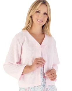 Houndstooth Knit Ribbon Tie Bed Jacket BJ3303