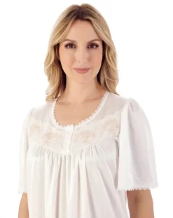 Knitted Satin Embroidered Trim 45" Nightdress ND55401