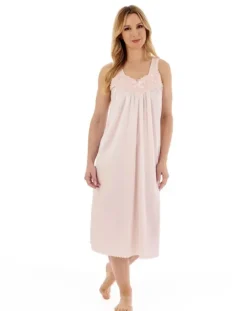 Knitted Satin Embroidered Trim 44" Nightdress ND55402