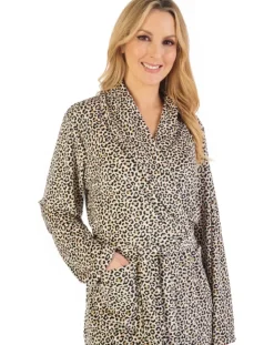 Leopard Print Fleece 41" Shawl Collar Wrap HC06337