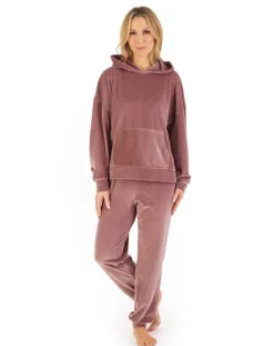 Lounge Velour Stripe Hooded Lounge Pyjama GL06712