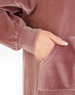 Lounge Velour Stripe 38" Hooded Nightdress GL06710