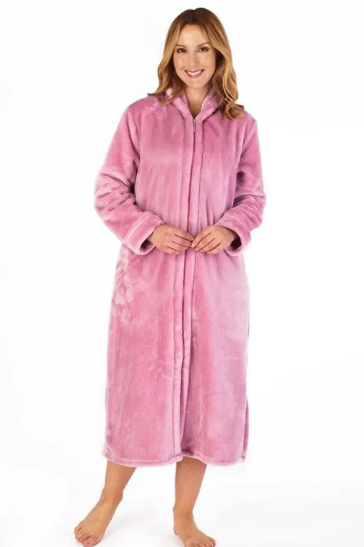 Luxury Flannel Fleece 46" Zip Through Housecoat HC4340
