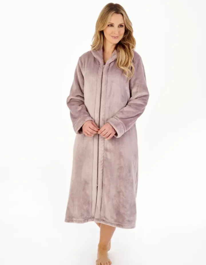 Luxury Flannel Fleece 46" Zip Through Housecoat HC4340