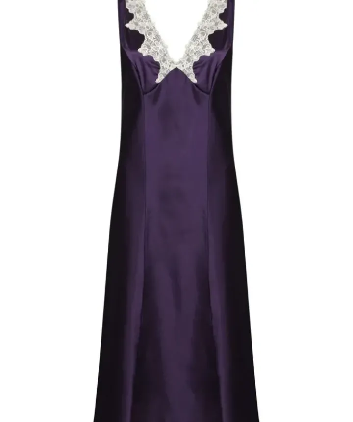 Luxury Satin 48" Nightdress with Lace Applique GL2765