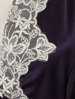 Luxury Satin 48" Nightdress with Lace Applique GL2765