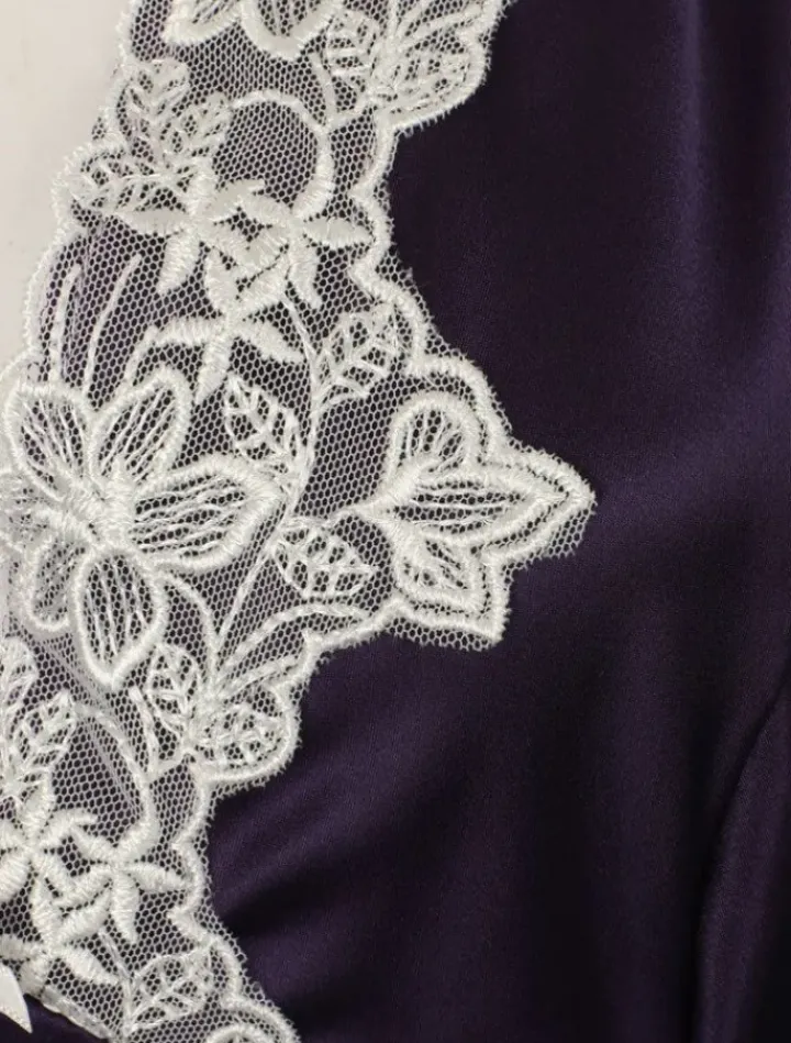 Luxury Satin 48" Nightdress with Lace Applique GL2765