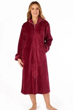Luxury Solid Colour Velvet 46" Zip Through Housecoat GL4720