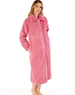 Luxury Waffle Fleece 46" Button Through Housecoat HC4327