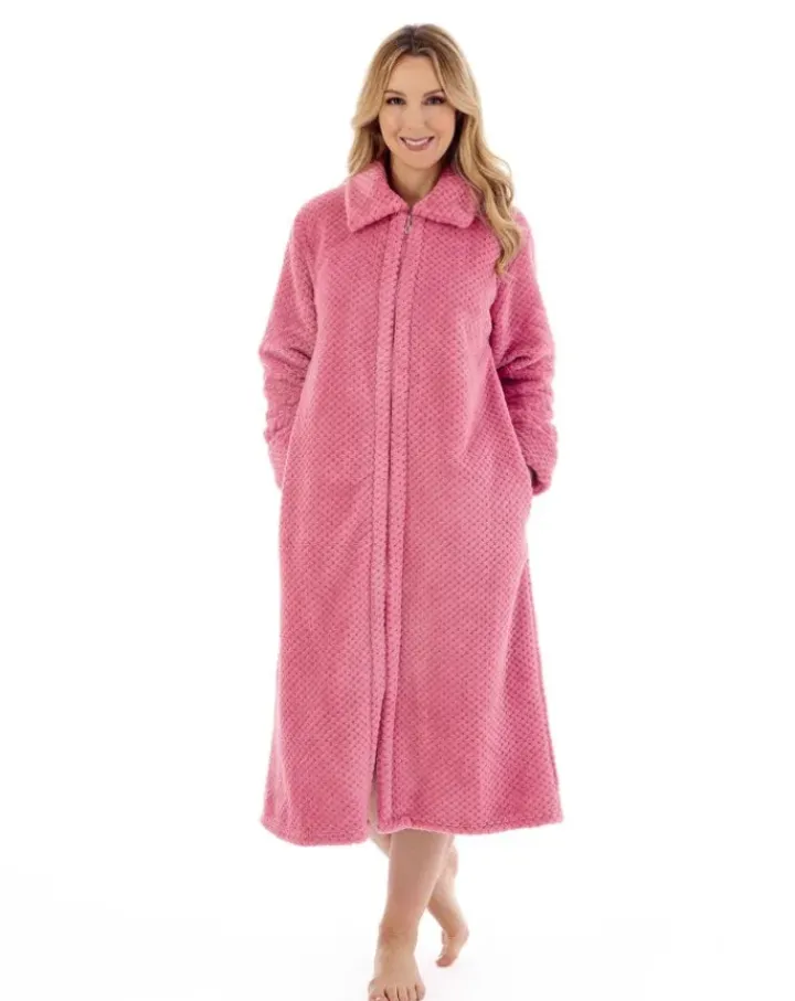 Luxury Waffle Fleece 46" Zip Through Housecoat HC4326
