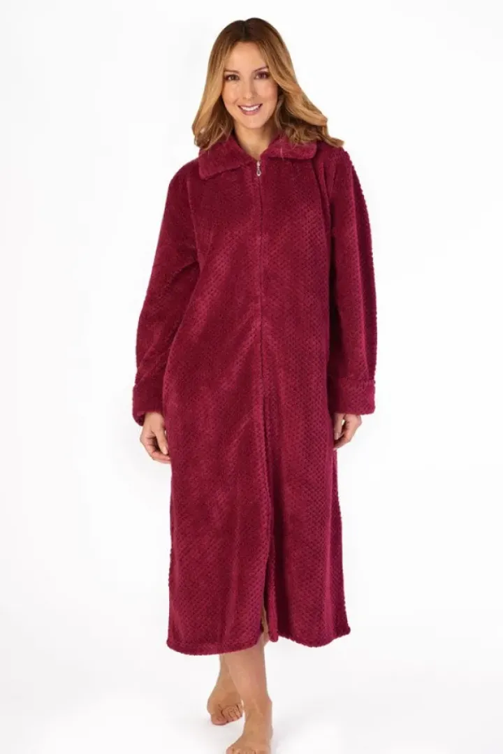 Luxury Waffle Fleece 46" Zip Through Housecoat HC4326