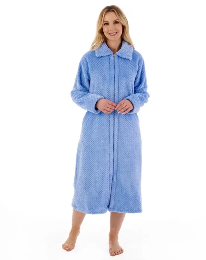 Luxury Waffle Fleece 46" Zip Through Housecoat HC4326
