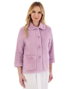 Mini Waffle & Solid Coral Button Through Bedjacket BJ4300