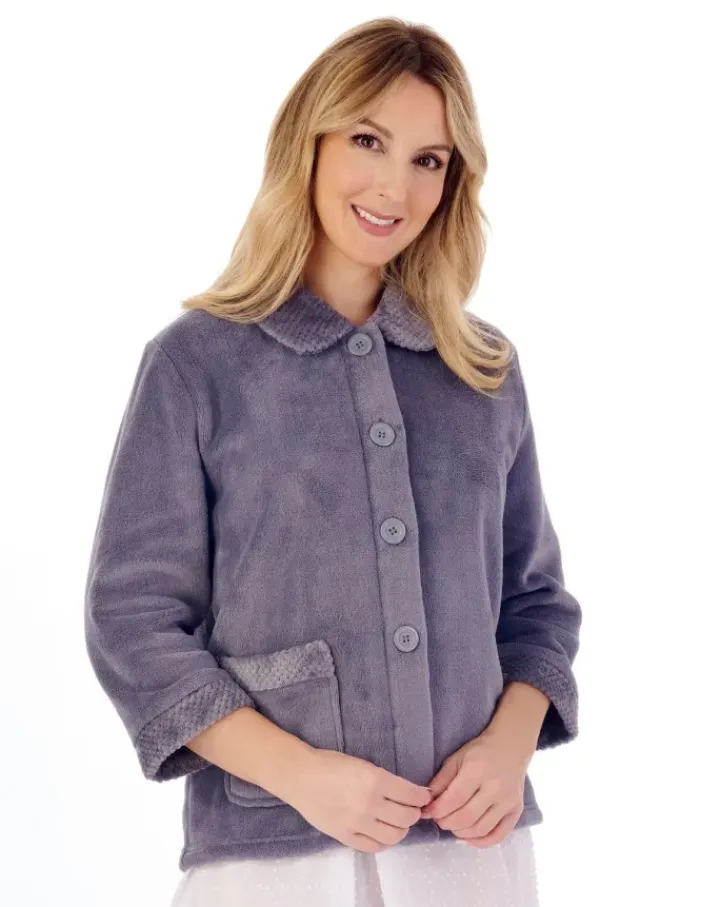 Mini Waffle & Solid Coral Button Through Bedjacket BJ4300
