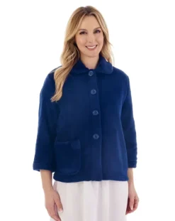 Mini Waffle & Solid Coral Button Through Bedjacket BJ4300