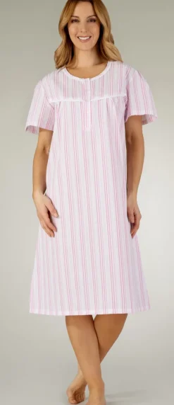 Pastel Stripe Seersucker 42" Woven Nightdress ND3221