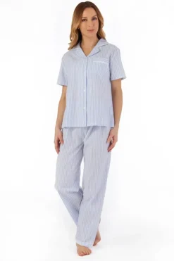 Pinstripe Seersucker Button Through Pyjama PJ55225