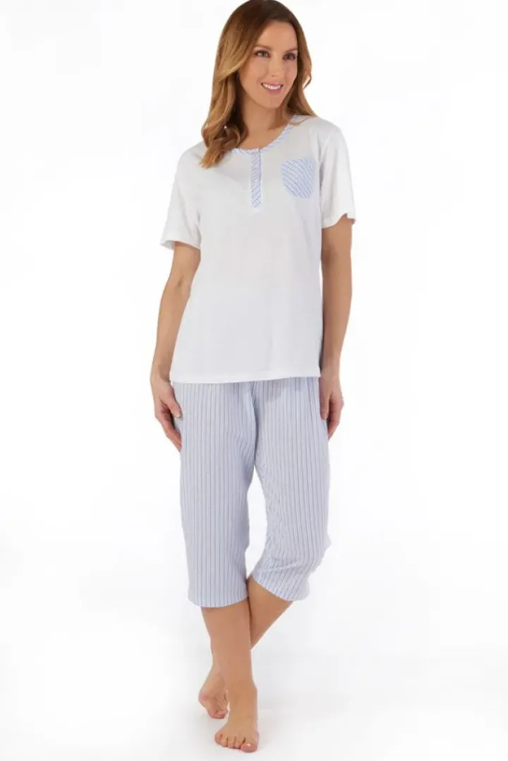 Pinstripe Seersucker Cropped Pyjama PJ55223