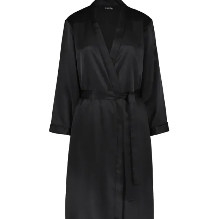Plain Satin With Lace Trim 38" Kimono Wrap GL6763