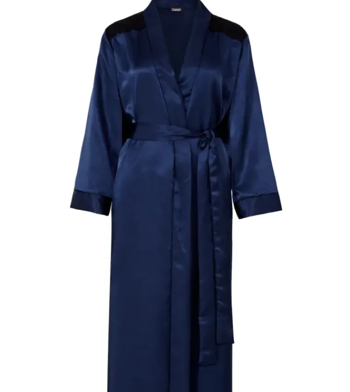 Plain Satin With Lace Trim 38" Kimono Wrap GL6763