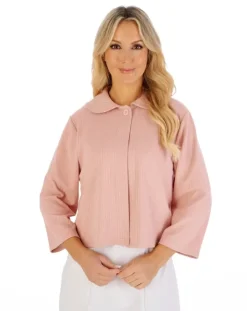 Rib Pattern 3/4 Sleeve Bedjacket BJ07305