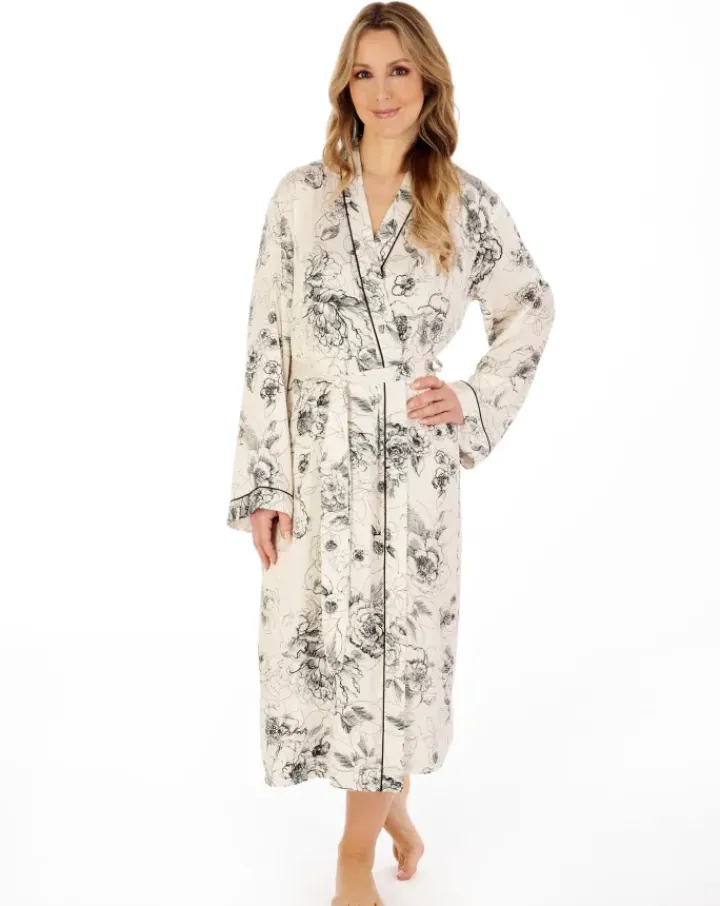 Satin Floral Print 46" Kimono Wrap GL04709