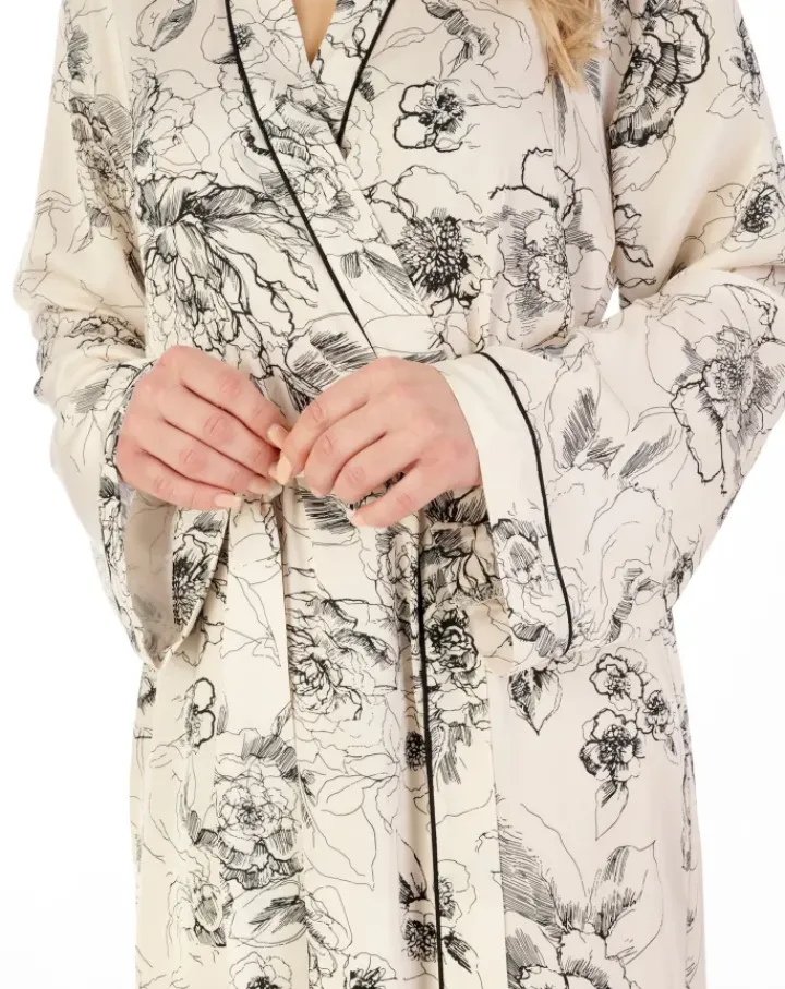 Satin Floral Print 46" Kimono Wrap GL04709