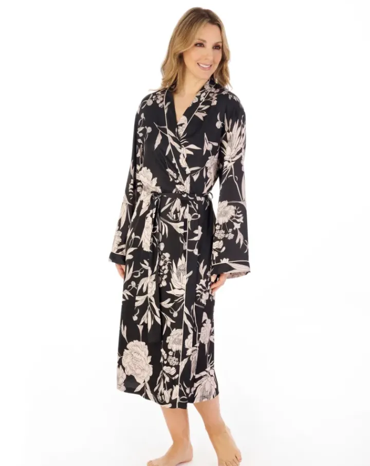 Satin Floral Print 46" Kimono Wrap GL04709